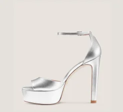 Stuart Weitzman High Heel Sandals|The Bridal Collection-CHANGE LOCATION Liquid Metallic Leather/Silver
