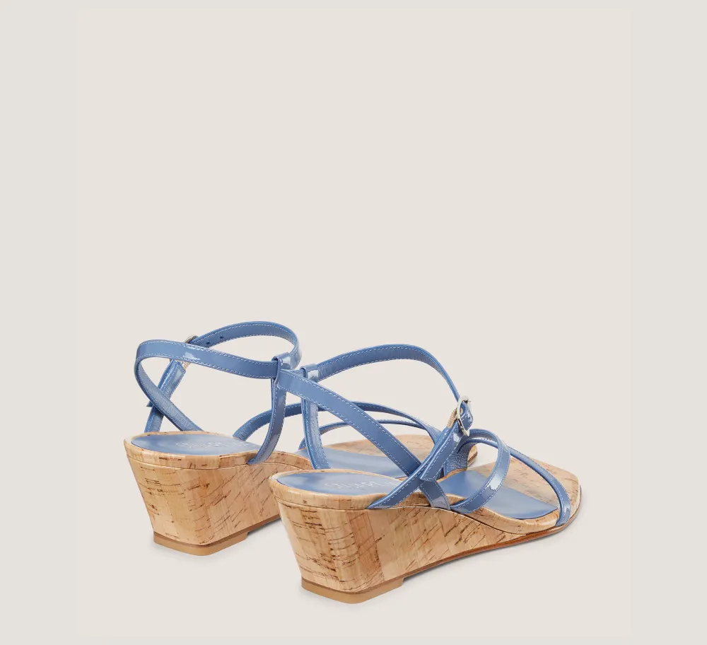 Stuart Weitzman Mid Heel Sandals|Wedges & Espadrilles-CHANGE LOCATION Patent leather/Blue Steel