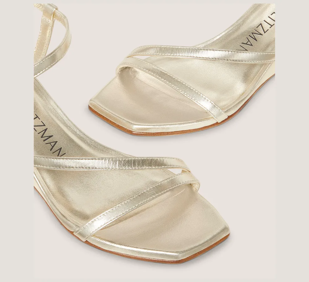 Stuart Weitzman Mid Heel Sandals|Wedges & Espadrilles-CHANGE LOCATION Liquid Metallic Leather/Light Gold