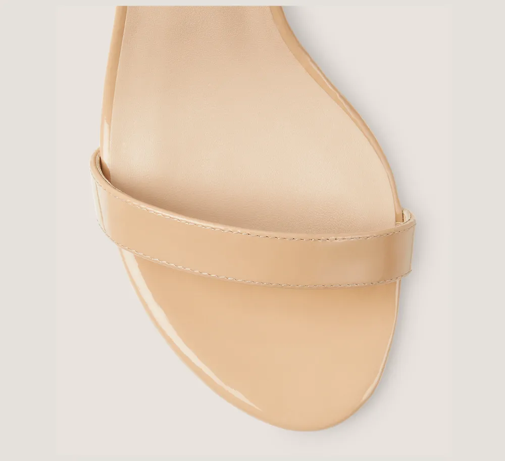 Stuart Weitzman The SW Extended Sizes Collection|Sandals-CHANGE LOCATION Patent leather/Adobe Beige