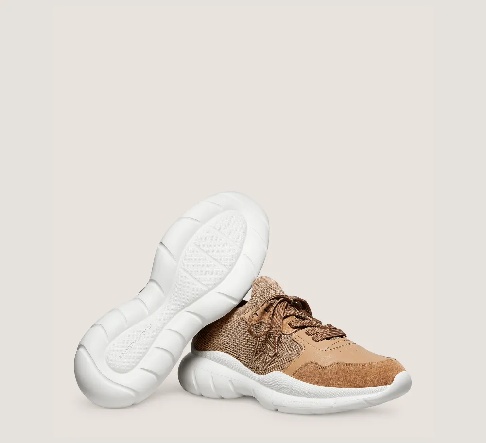Stuart Weitzman The SW Exclusives Collection|Sneakers-CHANGE LOCATION Leather & knit fabric/Tobacco