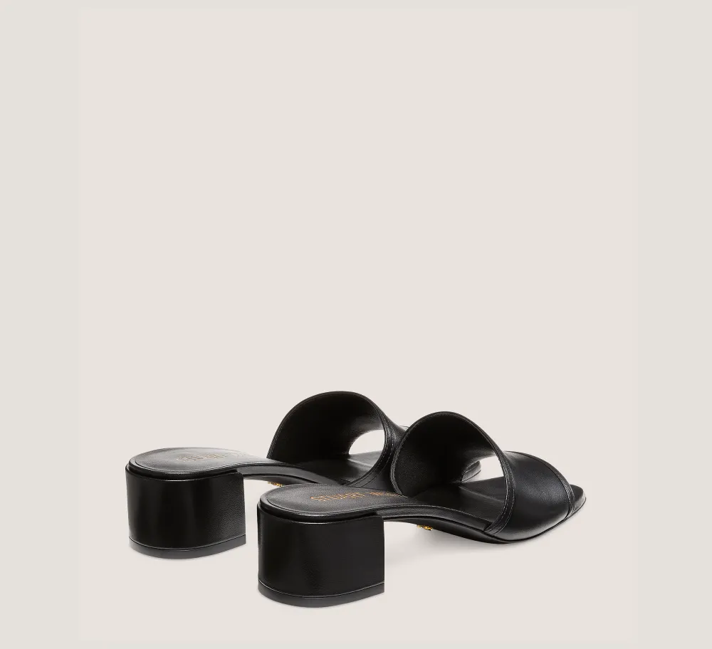 Stuart Weitzman Flat & Low Heel Sandals|Trending: Block Heels-CHANGE LOCATION Lacquered Nappa Leather/Black