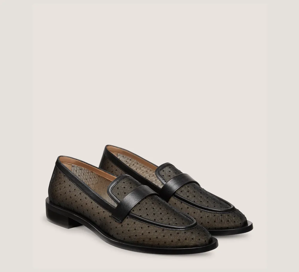 Stuart Weitzman The SW Extended Sizes Collection|Flats & Loafers-CHANGE LOCATION Mesh & smooth leather/Black