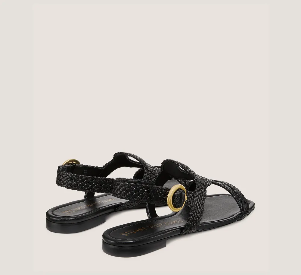 Stuart Weitzman The SW Exclusives Collection|Flat & Low Heel Sandals-CHANGE LOCATION Woven leather/Black