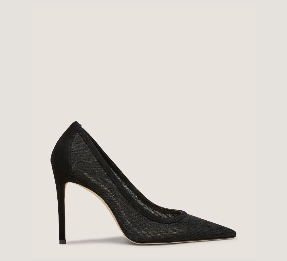 Stuart Weitzman The Occasion Edit|The SW Extended Sizes Collection-CHANGE LOCATION Mesh & Suede/Black