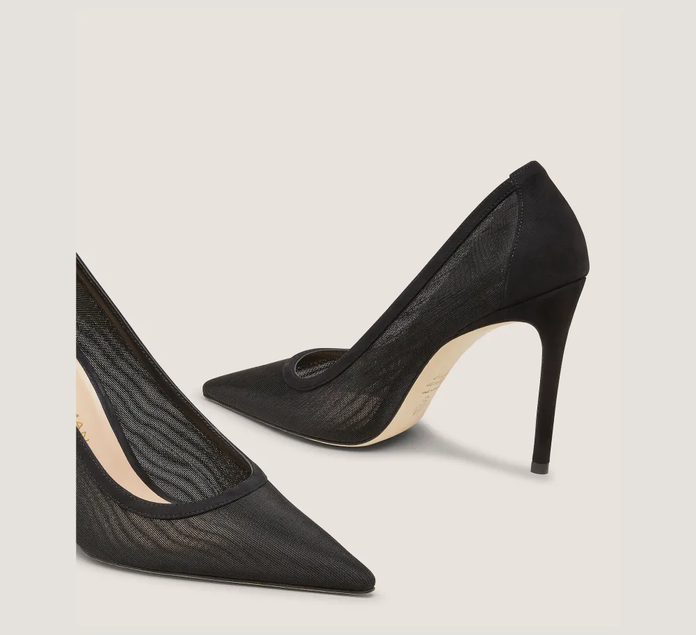 Stuart Weitzman The Occasion Edit|The SW Extended Sizes Collection-CHANGE LOCATION Mesh & Suede/Black