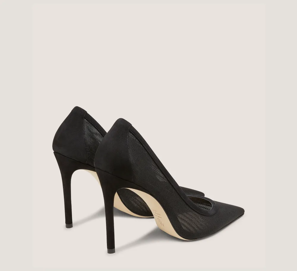 Stuart Weitzman The Occasion Edit|The SW Extended Sizes Collection-CHANGE LOCATION Mesh & Suede/Black