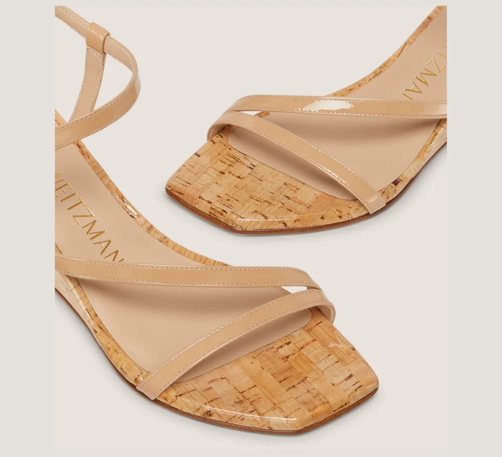 Stuart Weitzman Mid Heel Sandals|Wedges & Espadrilles-CHANGE LOCATION Patent leather/Adobe Beige