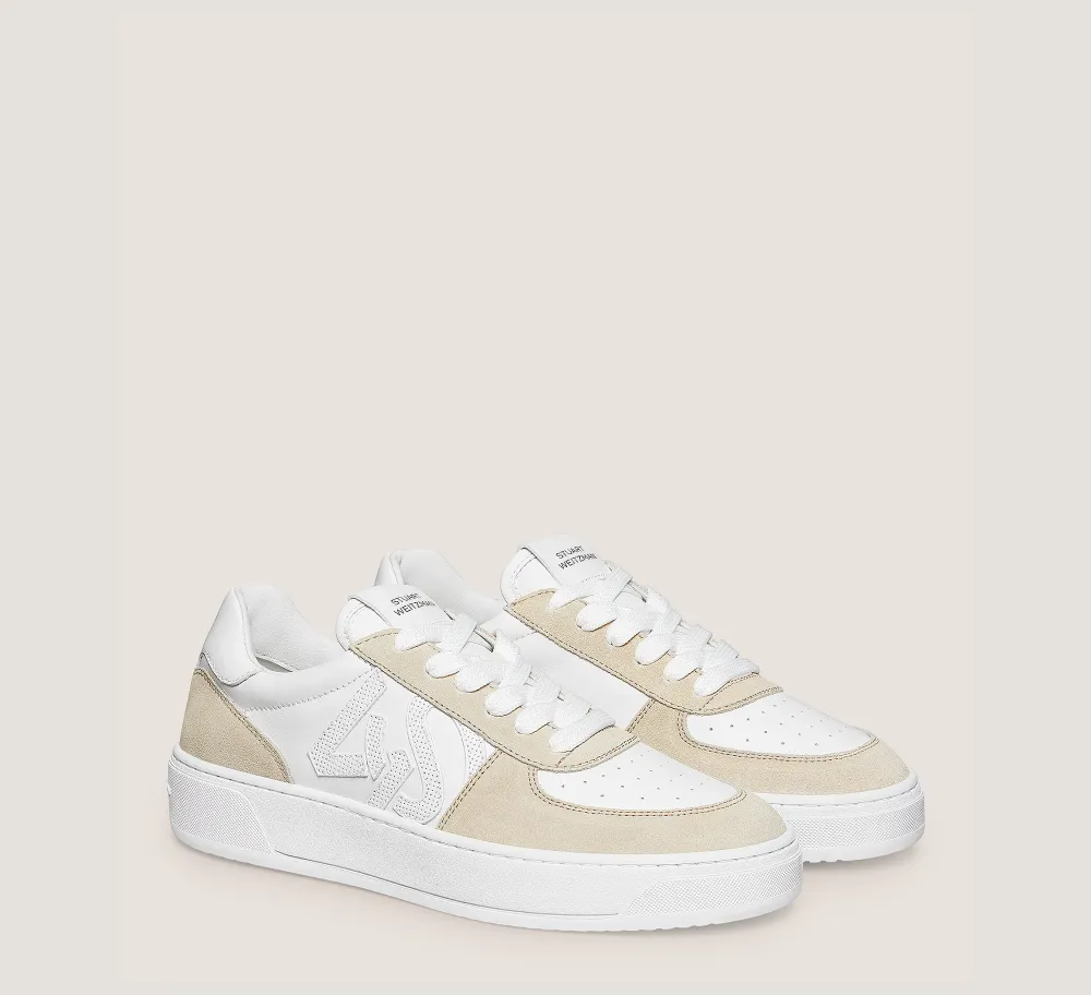 Stuart Weitzman Sneakers|The SW Exclusives Collection-CHANGE LOCATION Calf leather & suede/White & Light Beige