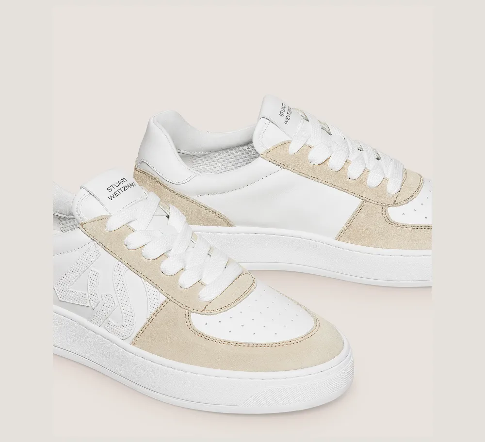 Stuart Weitzman Sneakers|The SW Exclusives Collection-CHANGE LOCATION Calf leather & suede/White & Light Beige