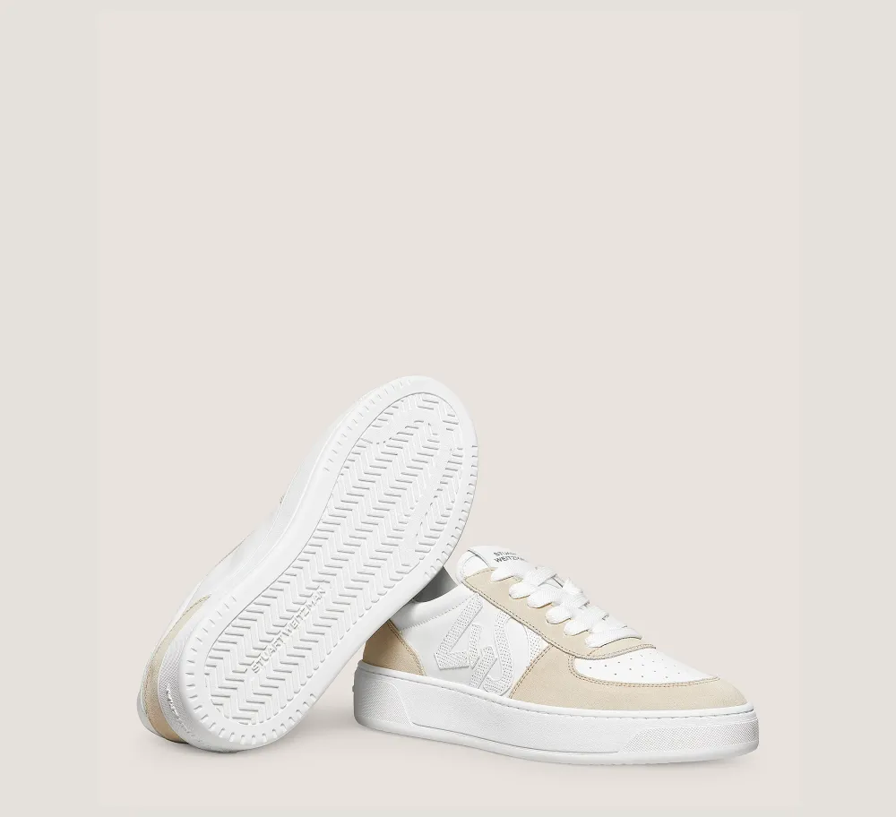 Stuart Weitzman Sneakers|The SW Exclusives Collection-CHANGE LOCATION Calf leather & suede/White & Light Beige