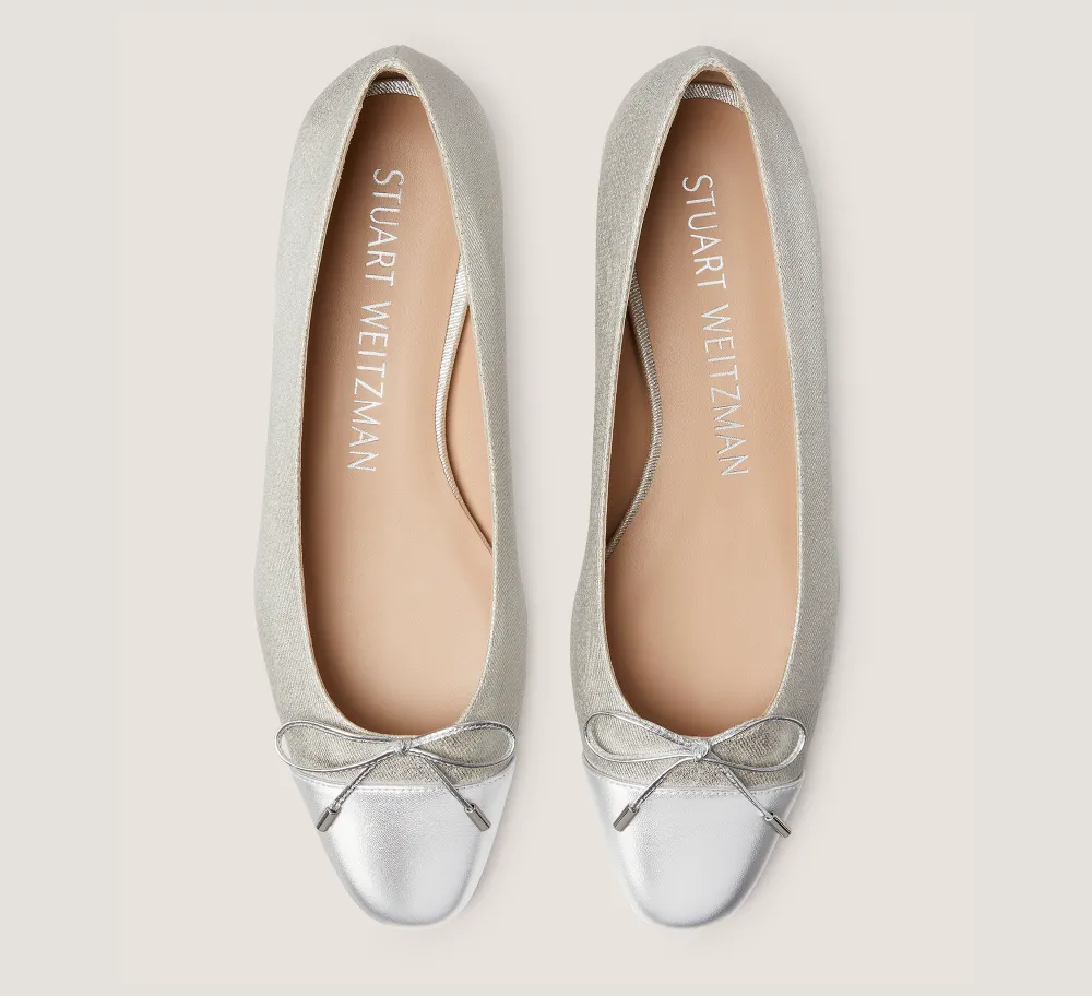 Stuart Weitzman The Work Essentials Edit|The Best Sellers Edit-CHANGE LOCATION Metallic linen & liquid metallic leather/Silver