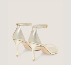 Stuart Weitzman The Nudist Collection|High Heel Sandals-CHANGE LOCATION Liquid Metallic Leather/Light Gold