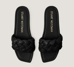 Stuart Weitzman Flat & Low Heel Sandals|The SW Extended Sizes Collection-CHANGE LOCATION Lacquered Nappa Leather/Black