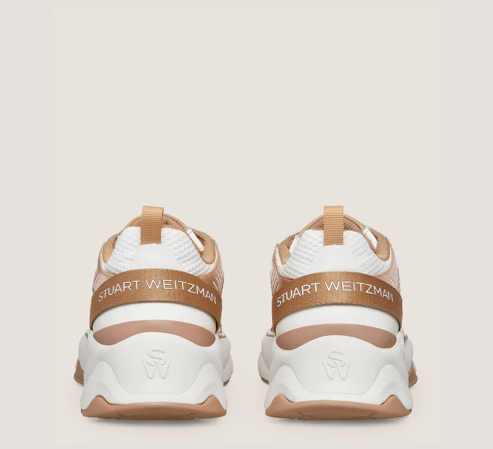 Stuart Weitzman Sneakers-CHANGE LOCATION Calf leather & mesh/White & Tobacco