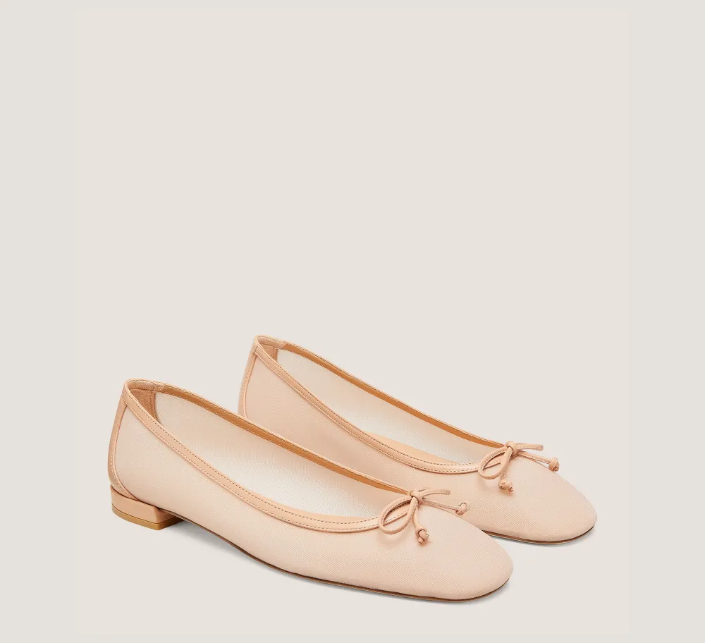 Stuart Weitzman The SW Extended Sizes Collection|Flats & Loafers-CHANGE LOCATION Mesh & Lacquered Nappa Leather/Ginger