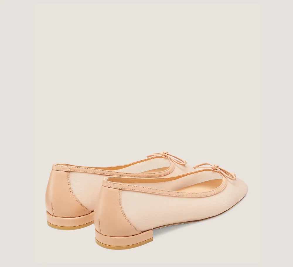 Stuart Weitzman The SW Extended Sizes Collection|Flats & Loafers-CHANGE LOCATION Mesh & Lacquered Nappa Leather/Ginger