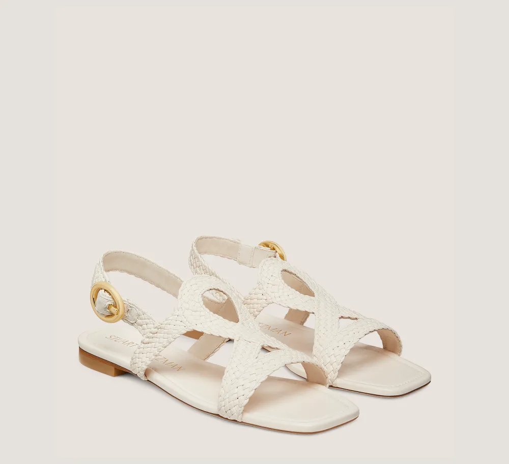 Stuart Weitzman Flat & Low Heel Sandals|The Best Sellers Edit-CHANGE LOCATION Woven leather/Seashell