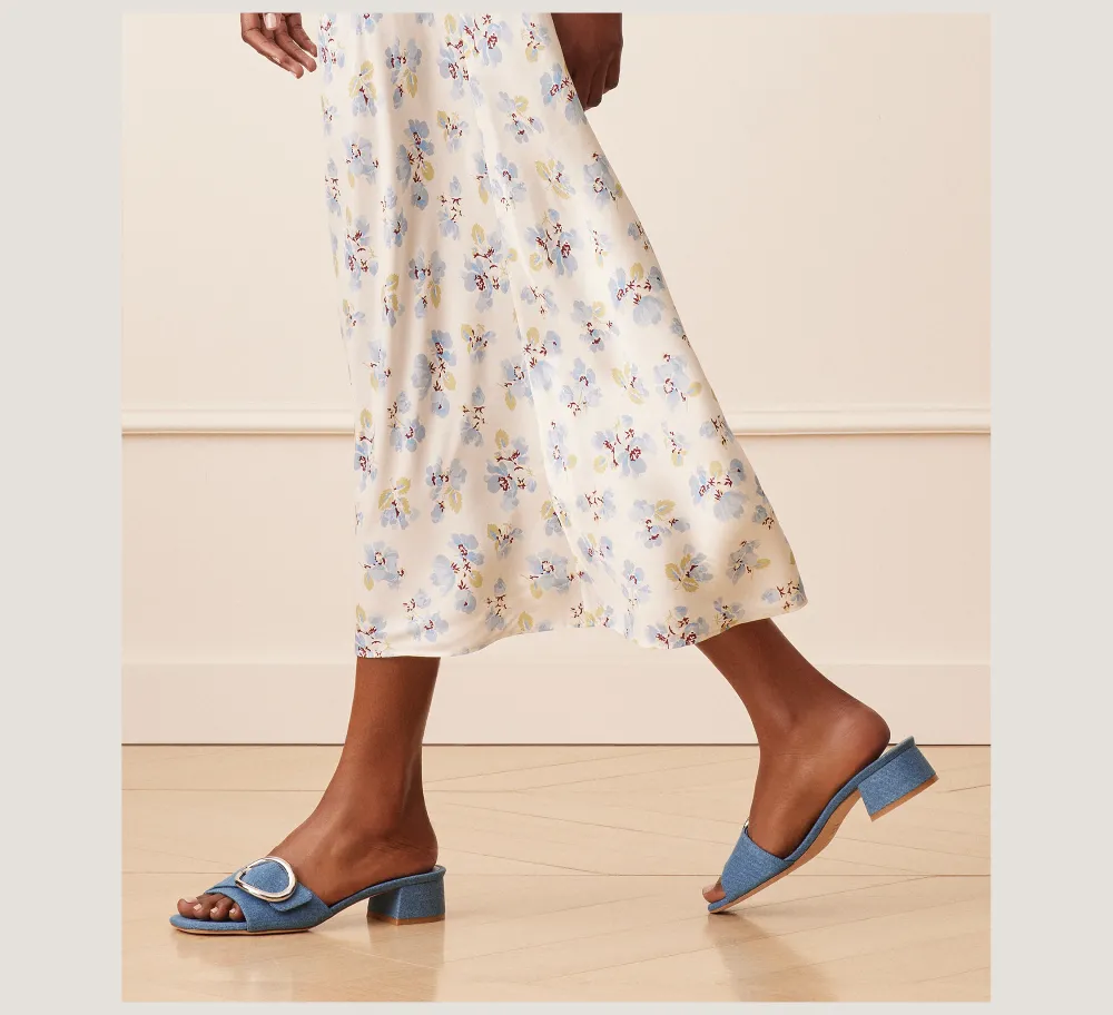 Stuart Weitzman Flat & Low Heel Sandals|Trending: Block Heels-CHANGE LOCATION Vintage denim/Washed Blue Denim