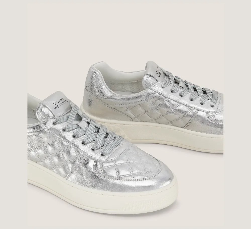 Stuart Weitzman Sneakers-CHANGE LOCATION Metallic Leather/Silver